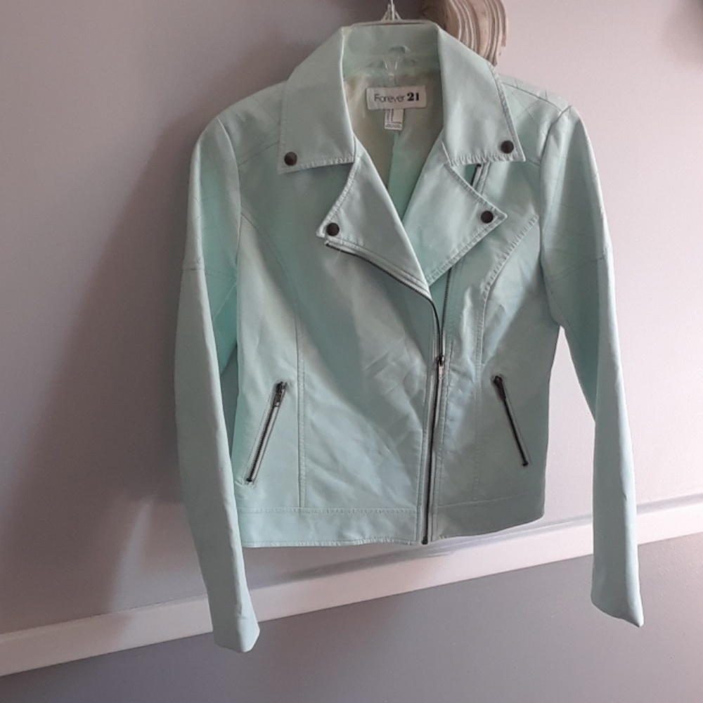Forever 21, mint faux leather jacket